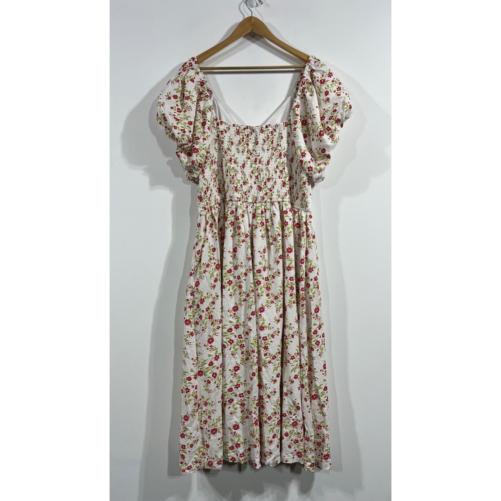 LEA Anthropologie Floral Boho Midi Dress Cotton Linen Cottagecore Womens 2x Chic - Picture 3 of 8